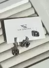Gümüş Renk Taş Detaylı VİP 3lü YSX Küpe Set