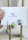 Gümüş Renk Taş Detaylı VİP 3lü YSX Küpe Set