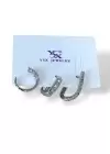 Gümüş Renk Taş Detaylı VİP 3lü YSX Küpe Set
