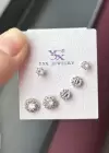 Gümüş Renk Taş Detaylı VİP 6lı YSX Küpe Set