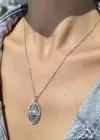 Gümüş Renk Taş Göz Figürlü Taş Detaylı Çelik Kolye