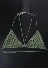 Gümüş Renk Taşlı Bikini Üstü /Bralet /Vücut Aksesuarı