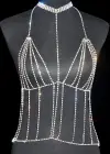 Gümüş Renk Taşlı Bikini Üstü /Bralet /Vücut Aksesuarı