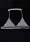 Gümüş Renk Taşlı Bikini Üstü /Bralet /Vücut Aksesuarı