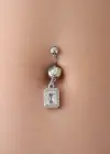 Gümüş Renk Taşlı Cerrahi Çelik Göbek Piercing