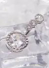 Gümüş Renk Taşlı Cerrahi Çelik Göbek Piercing