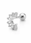 Gümüş Renk Taşlı Cerrahi Çelik Tragus/Kıkırdak Küpe/Piercing (Tek)