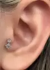 Gümüş Renk Taşlı Cerrahi Çelik Tragus/Kıkırdak Küpe/Piercing (Tek)