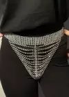 Gümüş Renk Taşlı Tanga