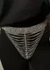 Gümüş Renk Taşlı Tanga
