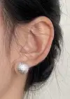Gümüş Renk Top Detaylı Çelik Küpe (Çift)