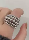 Gümüş Renk Top Detaylı Tasarım Yüzük