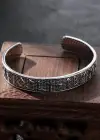 Gümüş Renk Viking Yazılı Çelik Kelepçe Bileklik