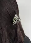 Gümüş Renk Yaprak Figürlü Metal Mini Mandal Toka