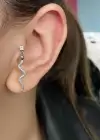 Gümüş Renk Yılan Figürlü Cerrahi Çelik Tragus/Kıkırdak Küpe/Piercing (Tek)