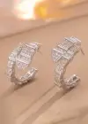 Gümüş Renk Yılan Figürlü Taş Detaylı 14K Altın Kaplama Küpe (Çift)