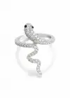 Gümüş Renk Yılan Figürlü Taş Detaylı Ayarlanabilir Yüzük