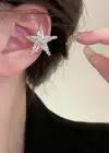 Gümüş Renk Yıldız Figürlü 14K Altın Kaplama TX Ear Cuff (Tek)