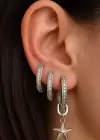 Gümüş Renk Yıldız Figürlü 3lü YSX Küpe Set