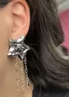 Gümüş Renk Yıldız Figürlü Çelik Küpe (Çift)