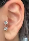 Gümüş Renk Yıldız Figürlü Çelik Tragus/Kıkırdak Küpe/Piercing (Tek)