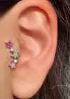 Gümüş Renk Yıldız Figürlü Çelik Tragus/Kıkırdak Küpe/Piercing (Tek)