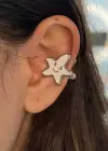 Gümüş Renk Yıldız Figürlü Çift Taraflı 14K Altın Kaplama Ear Cuff (Tek)