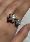 Gümüş Renk Yıldız Figürlü İnci Ve Taş Detaylı Ayarlanabilir Yüzük