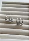Gümüş Renk Yıldız Figürlü Taş Detaylı 3lü Görünümlü Küpe (Çift)