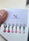 Gümüş Renk Yıldız Figürlü Taş Detaylı 6lı YSX Küpe Set