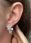 Gümüş Renk Yıldız Figürlü Taş Detaylı Abiye Küpe (Çift)