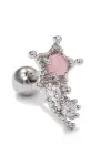 Gümüş Renk Yıldız Figürlü Taş Detaylı Çelik Tragus/Kıkırdak Küpe/Piercing (Tek)