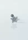 Gümüş Renk Yıldız Figürlü Taş Detaylı Çelik Tragus/Kıkırdak Küpe/Piercing (Tek)