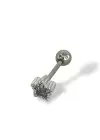 Gümüş Renk Yıldız Figürlü Taş Detaylı Çelik Tragus/Kıkırdak Küpe/Piercing (Tek)