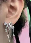Gümüş Renk Yıldız Figürlü Taş Detaylı Küpe (Çift)
