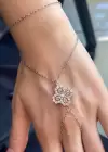 Gümüş Renk Yonca Figürlü Taş Detaylı Çelik Şahmeran