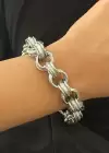 Gümüş Renk Zincir Detaylı Çelik Bileklik