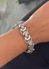 Gümüş Renk Zincir Detaylı Çelik Bileklik