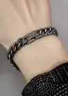 Gümüş Renk Zincir Detaylı Çelik Erkek Bileklik