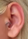 Gümüş Renk Zincir Detaylı Çelik Tragus/Kıkırdak Küpe/Piercing (Tek)