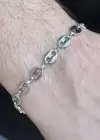 Gümüş Renk Zincir Detaylı Erkek Çelik Bileklik