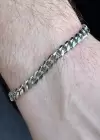 Gümüş Renk Zincir Detaylı Erkek Çelik Bileklik
