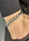 Gümüş Renk Zincir Detaylı Erkek Çelik Bileklik