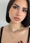 Gümüş Renk Zincir Detaylı İkili Kolye