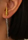 Gümüş Ve Altın Renk 14K Altın Kaplama TX Küpe (Çift)