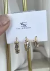 Gümüş Ve Altın Renk Çarpı Figürlü Taş Detaylı VİP 3lü YSX Küpe Set