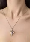 Gümüş Ve Altın Renk Sarılan Çelik Çift Kolyesi