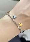 Gümüş Ve Altın Renk Yıldız Figürlü Çelik Bileklik