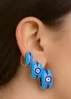 Gümüş Ve Mavi Renk Nazar Boncuk Figürlü 3lü YSX Küpe Set