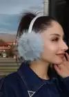 Gümüş Ve Mavi Renk Simli Peluş Kulaklık